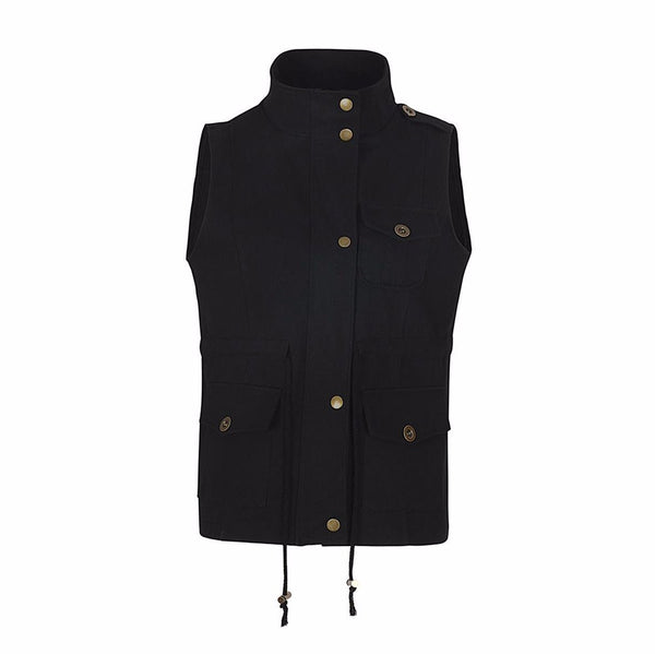 Women's Lightweight Sleeveless Stretchy Drawstring Jacket Vest with Zipper